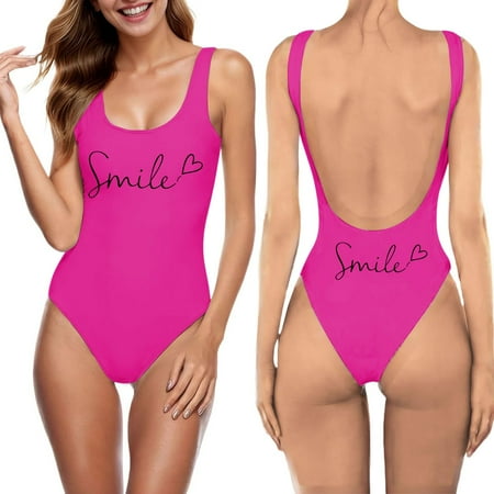 Women Fashion Letter Print Piece Swimsuit Sexy Bikini Swimwear Bathing Sleeveless Backless Swimsuit Thin Straps Bikini Top Red High Waist Thong Bikini Basketball Shorts Bikini Lace Flat Shaping Bikini
