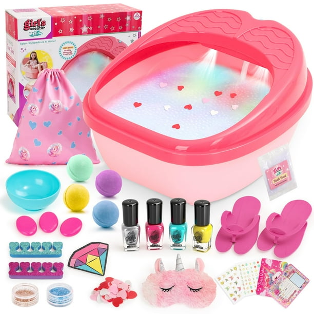 Spa para pies para niños IPOOLTENG con kit de uñas y luces de colores