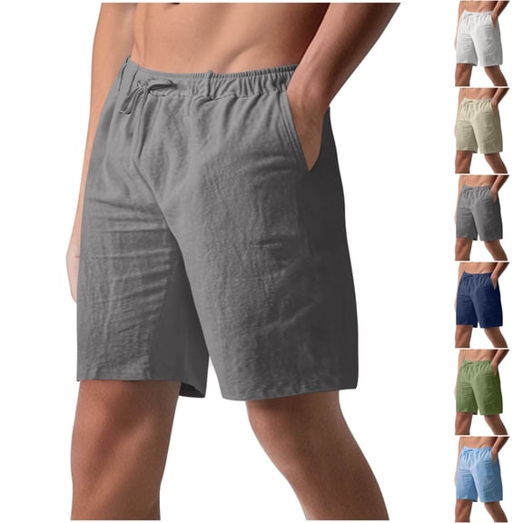 LIBRCLO Shorts for Men with Pockets Elastic Waist Drawstring Half Shorts Breathable lightweight Casual Solid Bottoms