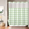 thumbnail image 2 of No Hook Shower Curtain, Green Checked Shower Curtains for Bathroom with See Through Top Window, Farmhouse Buffalo Plaid Country Grid Waterproof & Washable Bath Curtain Long 72"x78", 2 of 9