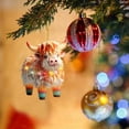 thumbnail image 2 of Decoraciones coloridas de ganado de las tierras altas para la decoración del árbol de Navidad, manualidades, colgantes de acrílico, decoraciones navideñas 2024 Natal, 2 of 4