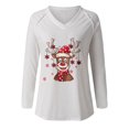 thumbnail image 4 of Camiseta de manga larga con estampado navideño informal con cuello en V para mujer a la moda Fridja  FKASFK3269, 4 of 4