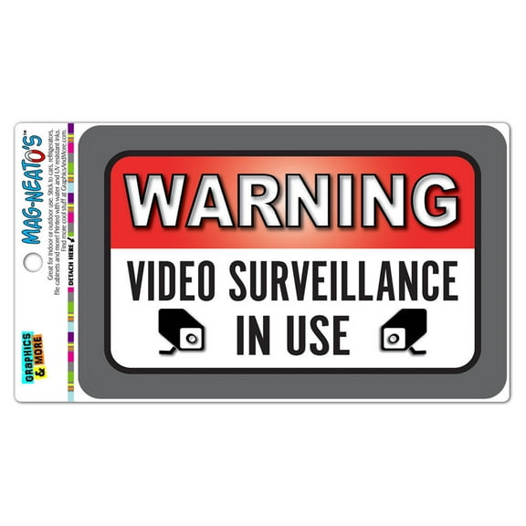 Warning Video Surveillance In Use MAG-NEATO'S(TM) Automotive Car Refrigerator Locker Vinyl Magnet
