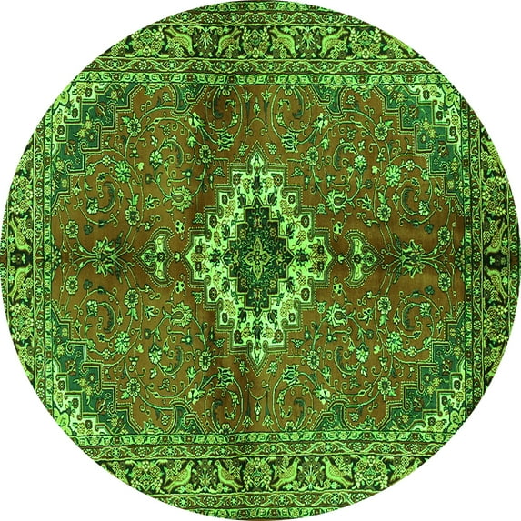 Ahgly Company Indoor Round Persian Green Traditional Area Rugs, 8' Round