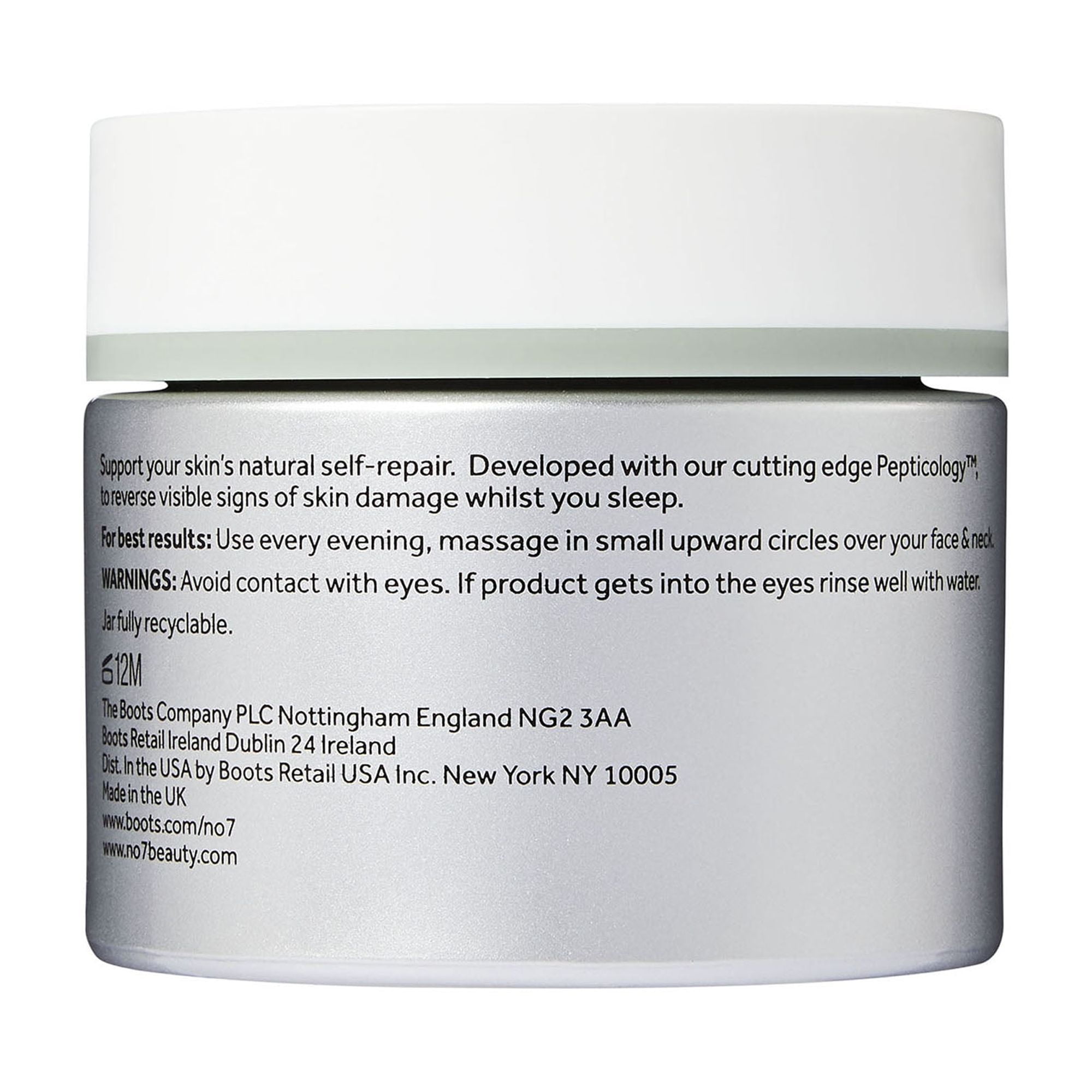 No7 Future Renew Damage Reversal Night Cream Face Moisturizer with Pepticology™ Peptides, All Skin Types, 1.69 oz
