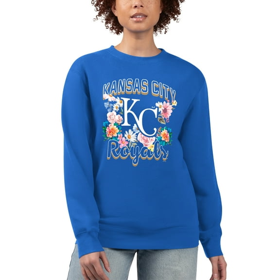 Women's G-III 4Her by Carl Banks Royal Kansas City Royals Flowers Graphic Pullover Sweatshirt