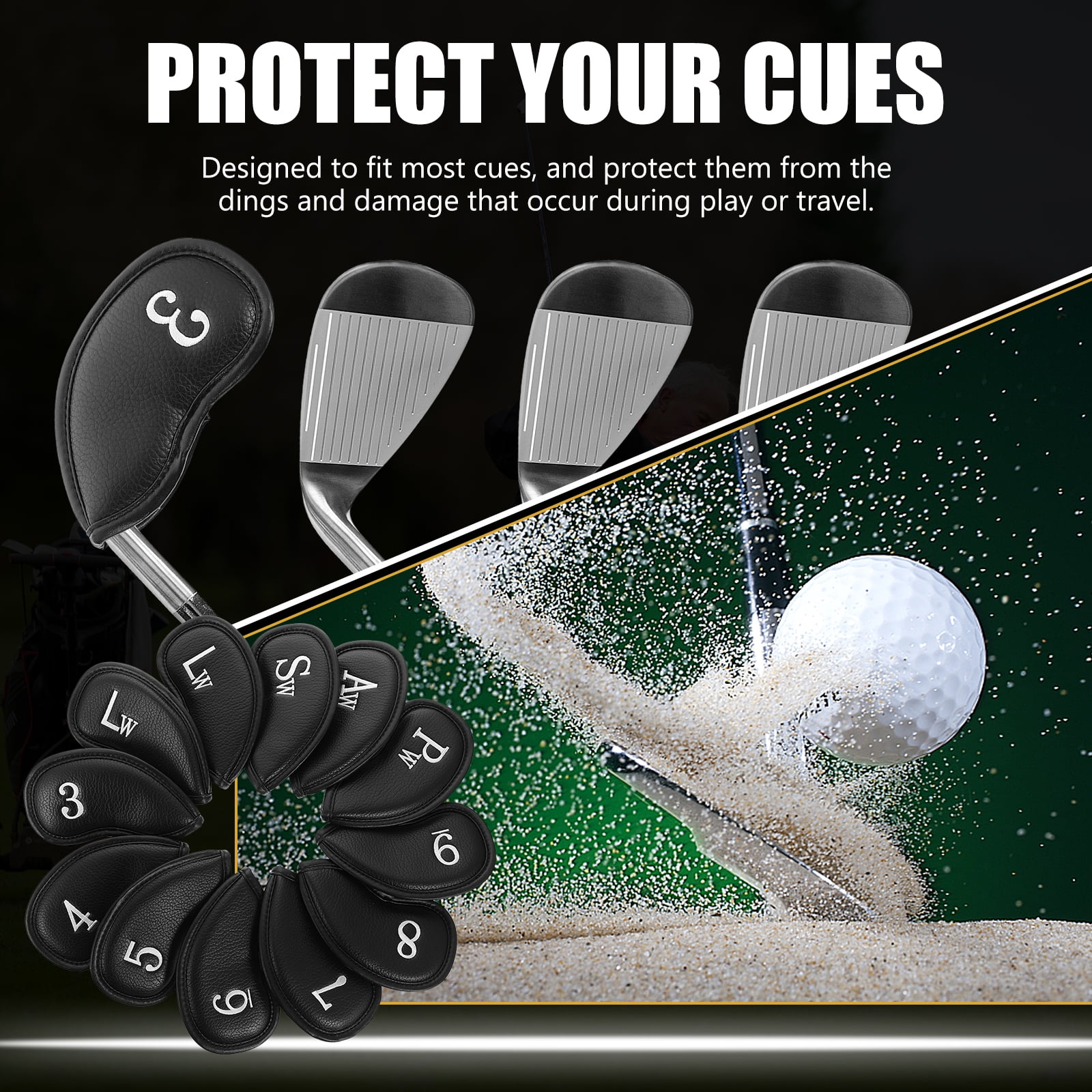 Gongxipen 12Pcs Decorative Litchi Pattern Golfing Cue Protectors Golfing Rod Sleeves