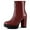 Burgundy, variant on BLISSFUL STEP Women's Platform Zip Ankle Chunky Heel Boots Gold 9.5