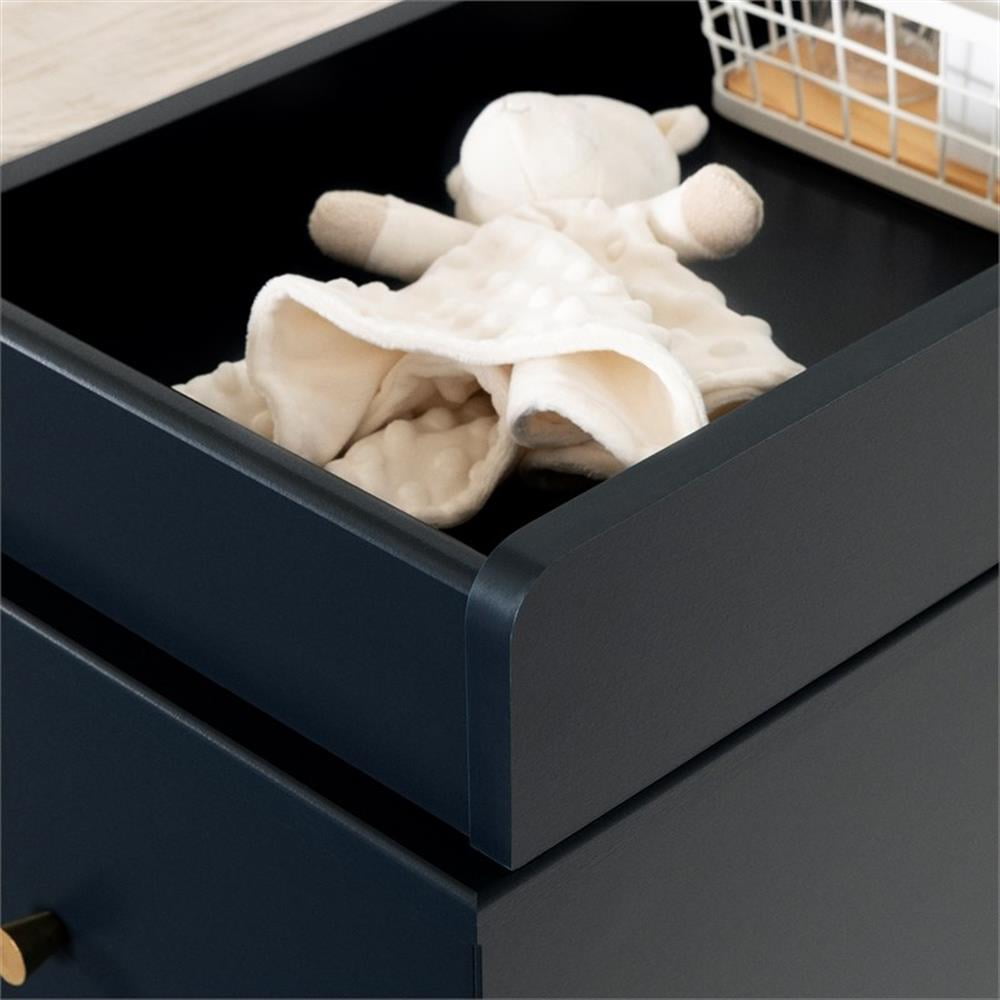 South Shore Changing Table with Drawers and Open Storage Navy Blue Dylane
