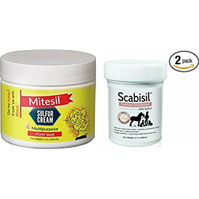 4 oz tub sulfur cream & 2.7 oz sulphur ointment, mite, itchy skin, (Best Ointment For Itchy Skin)