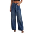 thumbnail image 2 of Women'S Rhinestone Jeans High Waisted Straight Leg Sparkly Bling Glitter Denim Pants with Belt M, 2 of 9