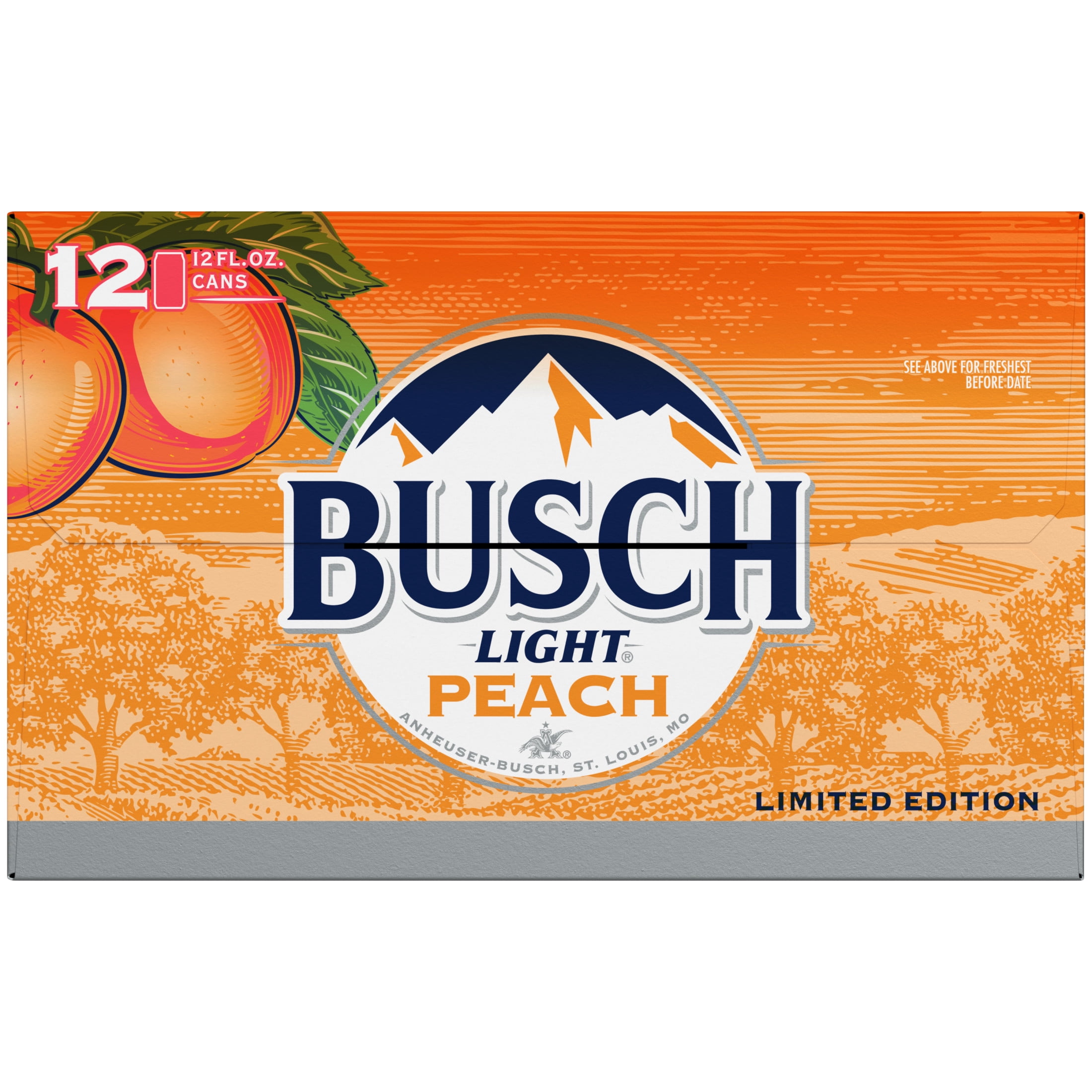 Busch Light Peach American Lager Beer 12 pack 12 fl oz Aluminum Cans 4.1% ABV
