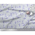 thumbnail image 2 of Soimoi Purple Satin Silk Fabric Leaves & Tulip Floral Print Sewing Fabric Yard 42 Inch Wide, 2 of 3