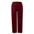 thumbnail image 2 of Audhol Women's Pants Women's Fashion Temperament Personality Solid Color Elastic Waist Striped Straight Leg Casual Pants Corduroy Pants Women Red 3XL, 2 of 5