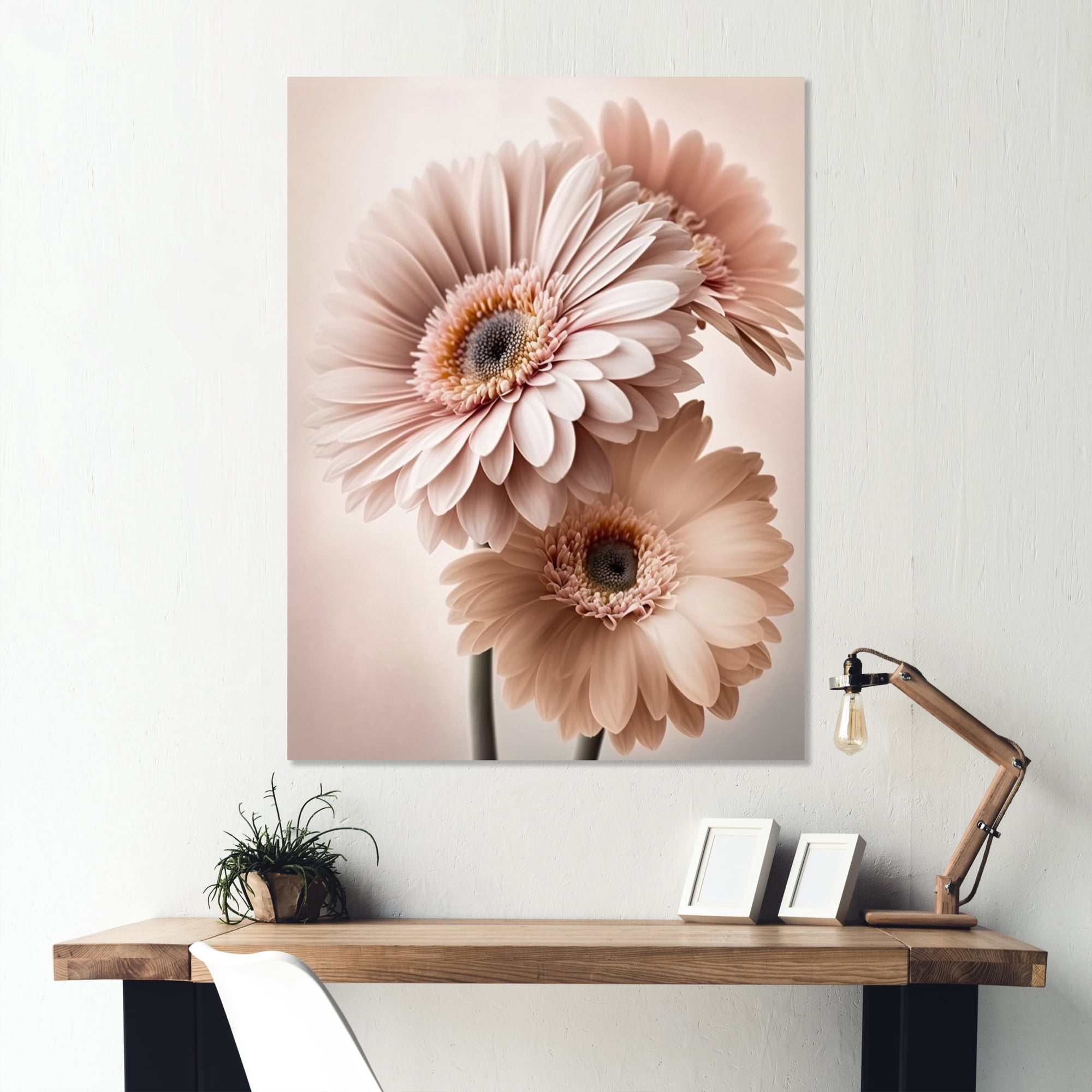 Designart Light Pink Gerbera Flowers I Canvas Wall Art