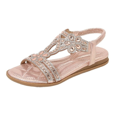 

Jungdeepe Sandals For Women Comfort With Elastic Ankle Strap Casual Bohemian Beach Shoes Fashion Floral Casual Shoes Open Toe Low Heels Sandals Sandals Womens S Womens Born Sandals Slide on Athletic
