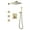 Brushed Gold, variant on Three Functions Complete Shower System, 3 PCS of Body Jets Shower Set with Rough-in Valve