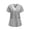 #112-Gray, variant on Craaazy Plus Size Women's Solid Color Nursing Scrub T-shirts with Contrast V-Neck and Multi Pockets for Medical Work Gift