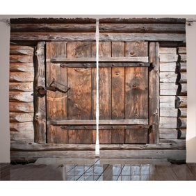 Gckg Rustic Old Barn Wood Window Curtain Kitchen Curtain Window