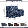 thumbnail image 6 of TSOVTHRID Leaf Navy Blue Print Recliner Loveseat Cover,Stretch Reclining Sofa Covers with Pockets, Loveseat Recliner Slipcovers Furniture Protector for Pets, 6 of 7