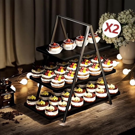 Cupcake display stand, vintage wooden three-tier dessert stand, dessert table display set, cupcake rack (holds 50 cupcakes), kitchen accessory, suitable for family gatherings and weddings.
