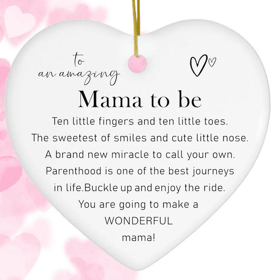 Christmas Ceramic Heart Hanging Ornament, Thoughtful Gift for Pregnant Mom-to-Be, "Baby on the Way" 2025 Keepsake, Adorable Holiday Decor for Her First Christmas with a Growing Bump