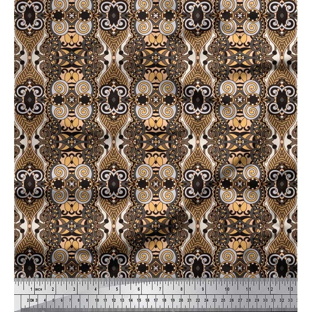 Soimoi Tissu Poly Georgette Imprimé Ethnique Paisley au Mètre 52 Pouces de Large