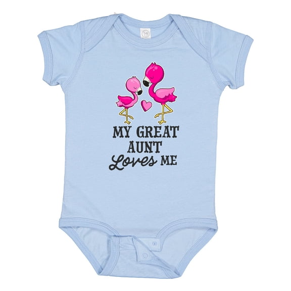 Inktastic My Great Aunt Loves Me with Two Flamingos Boys or Girls Baby Bodysuit