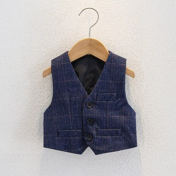 Delliss Toddler Boys 3 Button Formal Suit Sleeveless Solid Color Vest Casual Jacket 1-14 Years