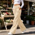thumbnail image 6 of Sunnin Striped Drawstring Waist Pants with Pockets Straight Leg Relaxed Fit Casual Wear, 6 of 6