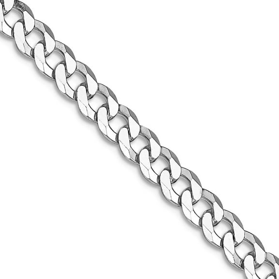 925 Sterling Silver Rhodium Plated 5mm Beveled Curb Chain Necklace 24 Inch Chain Necklace for Women and Men