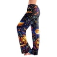 thumbnail image 3 of Trgacdwlo Womens Halloween Pajama Pants Cute Pumpkin Ghost Print Wide Leg Sleep Pants Women Elastic Waist Fall Winter Womens Pj Pants, 3 of 5