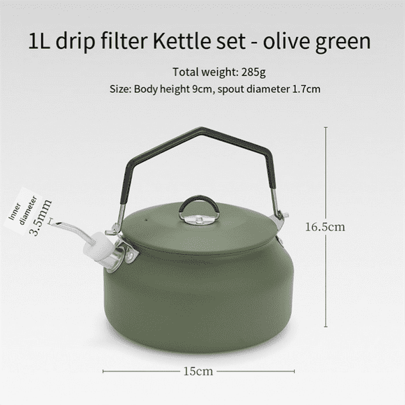 Green Outdoor Kettle Kitchen Kettle Professional Kettle Outdoor Accessories Kettle Stainless Steel Camping