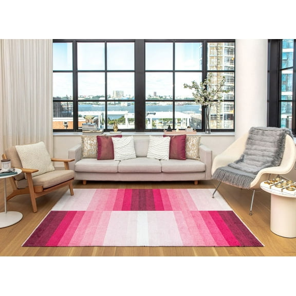 Elizabeth Sutton MI15B Tickled Pink Stripe Mordern Pink Area Rug, 7'10"X10'0"