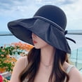 thumbnail image 2 of SikaFu Summer Vinyl Fisherman Hat Seaside Holiday Large Hat, Beach Hat Bow, Temperament Sunscreen Sun Hat Female, 2 of 7