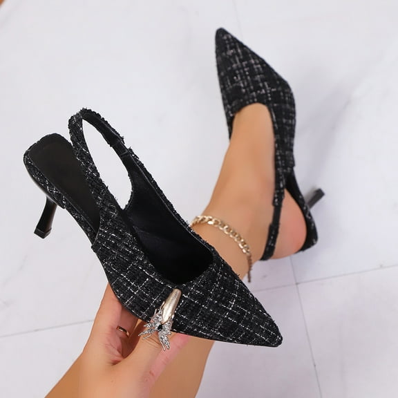 Wowcloth Women's Chic Pointed-Toe High Heel Sandals – Versatile Sweet & Edgy Adjustable Back Strap Peep-Toe Slides for Summer-Autumn Fashion