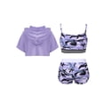 thumbnail image 2 of Nyeemya Kids Girls 3 Piece Dance Gymnastic Workout Outfit Short Sleeve Hooded with Crop Tank Top Purple 10, 2 of 5