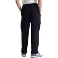 thumbnail image 3 of Cargo Sweatpants for Men - Men's Casual Fleece Cargo Sweatpants Loose Fit Open Bottom with Pockets Drawstring Waist Hiking Joggers​ Black L, 3 of 3