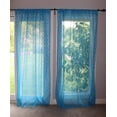 thumbnail image 2 of Floral Lace Window Curtain 58 Inch Wide Turquoise, 2 of 4