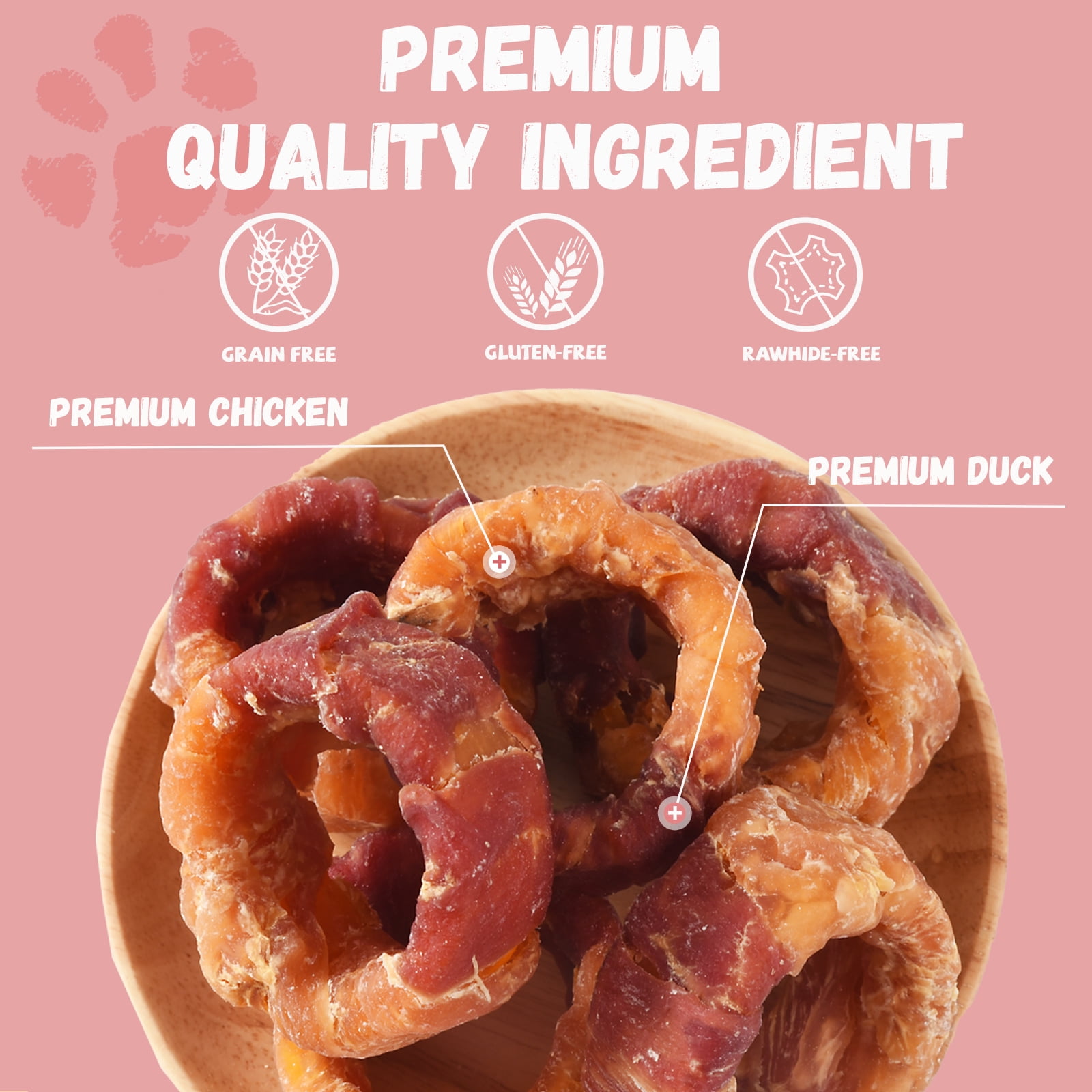 (2 pack) Pawmate Chicken & Duck Wrapped Sweet Potato Donut Dog Treats, Nutritious, Natural & Chewy Snack for All Dogs, 11oz