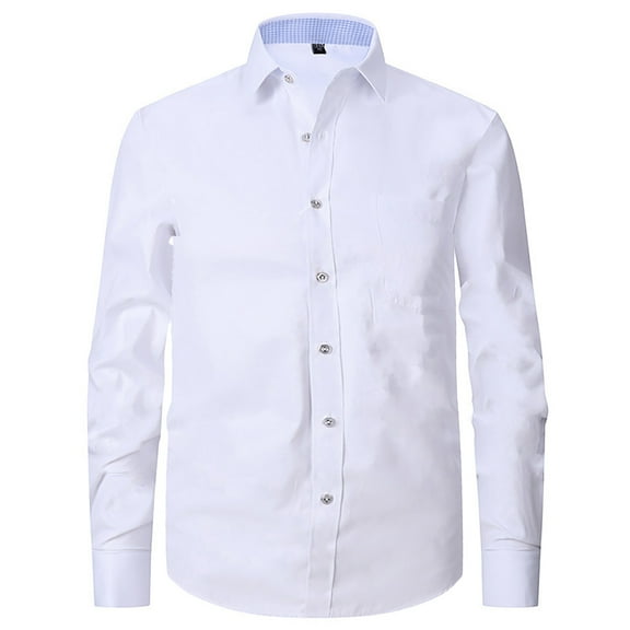 JTieacloth Mens Stretch Shirts Men's Shirt Comfortable Breathable Casual Dress Shirt Slim Fit Long Sleeve Button Down Shirt For Business Formal Wear White