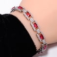 thumbnail image 2 of Pink Rubellite Tourmaline, CZ 925 Sterling Silver Adjustable Tennis Bracelet 7-8" B516, Tourmaline Bracelet, Pink Bracelet, Oval Bracelet, 2 of 6