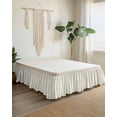 thumbnail image 2 of Sage Green Striped Wrap Around Bed Skirts for Queen Bed 16" Drop,Bed Skirt with Adjustable Elastic Belt Dust Ruffle Bed Valance for Bedroom Hotel Luxury Modern Farmhouse Green Stripes Bed Frame Cover, 2 of 7
