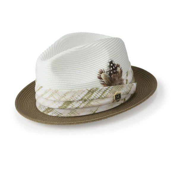 Montique Olive Two Tone Snap Brim Braided Pinch Fedora Hat H1847