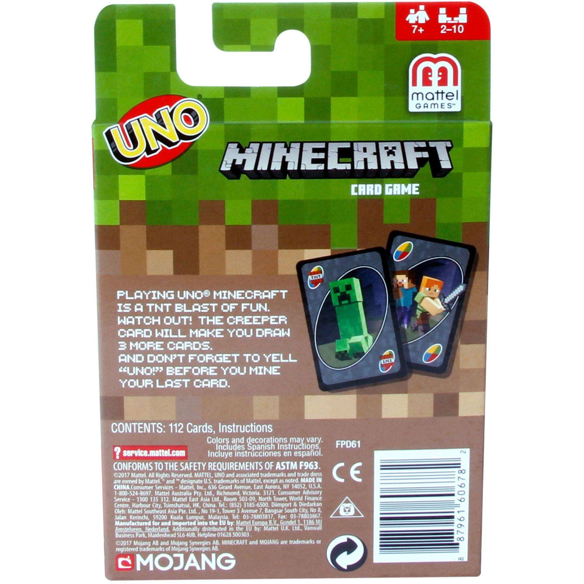 Uno Minecraft Themed Matching Card Game For 2 10 Players Ages 7y Walmart Com Walmart Com