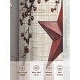 thumbnail image 5 of Country Stars Sheer Curtains 2 Panels Set Vintage Red Star Berry Beige Wood Grain Sheer Window Curtains Light Filtering Rod Pocket Voile Drapes for Bedroom Living Room 52"X84", 5 of 8
