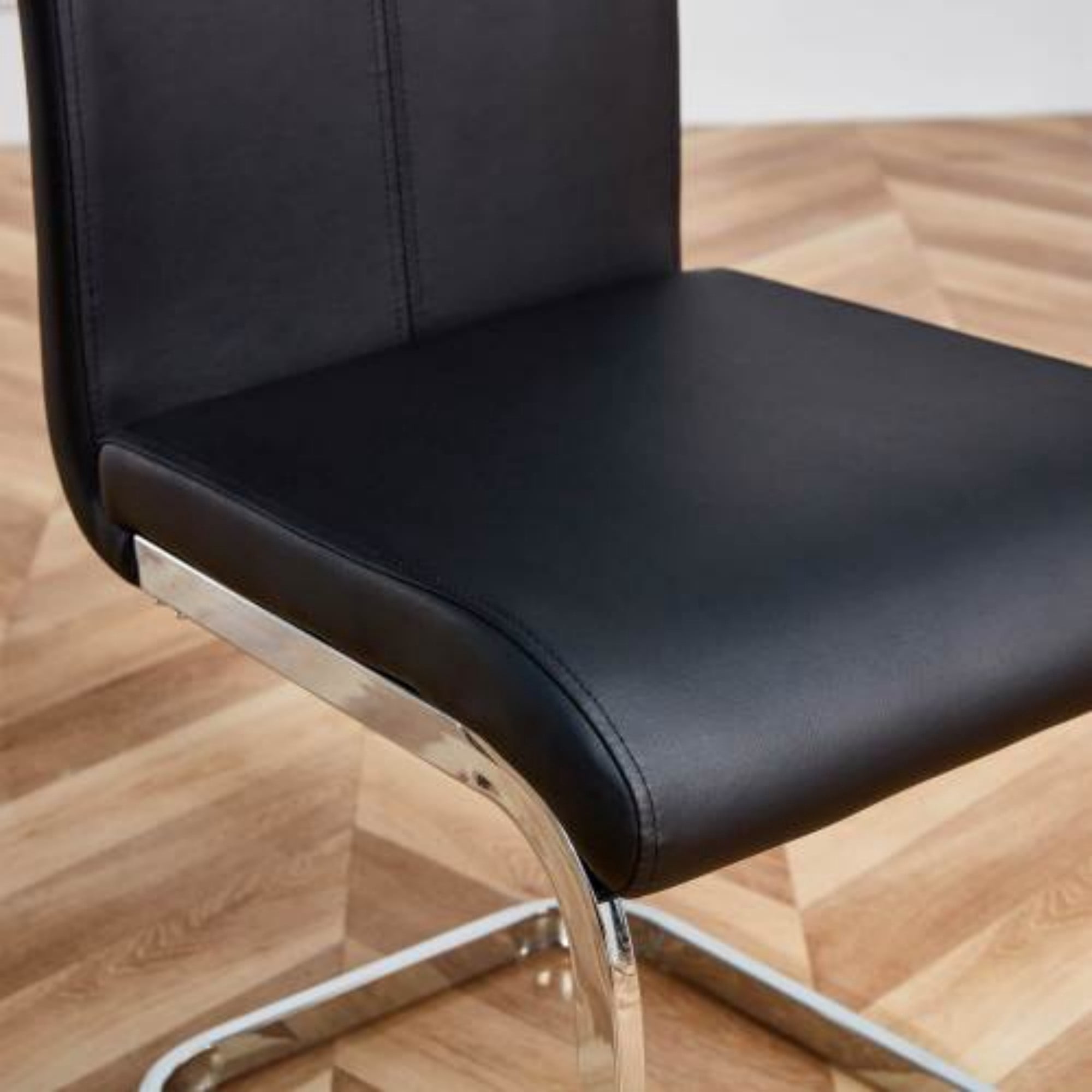 TesNus Modern Dining Chairs Set of 4, Side & Kitchen Chairs with Faux Leather Padded Seat, High Back, for Dining, Kitchen, Living Room - Black