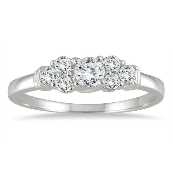 SZUL Women's 1/2 Carat TW Diamond Ring in 10K White Gold (J-K-L Color, I2-I3 Clarity)