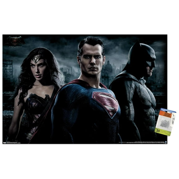 DC Comics Movie - Batman v Superman - Trio Wall Poster with Push Pins, 22.375" x 34"