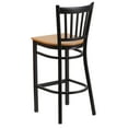 thumbnail image 5 of Flash Furniture 2 Pack HERCULES Series Black Vertical Back Metal Restaurant Barstool - Natural Wood Seat, 5 of 8